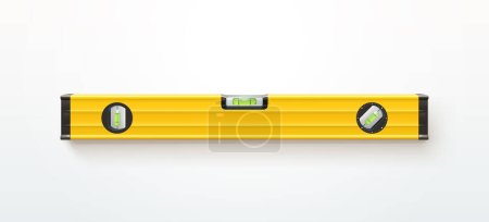 Ilustración de Ilustración de herramienta de nivel de espíritu de construcción de color amarillo acostado sobre fondo blanco con sombra suave - Imagen libre de derechos