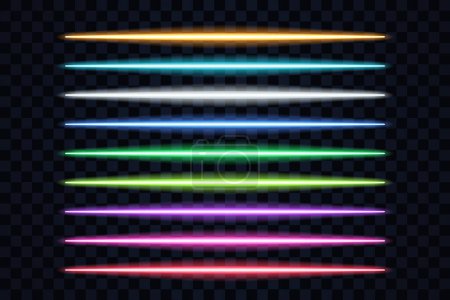 illustration de lumières LED dans un ensemble de différentes couleurs isolées sur fond sombre