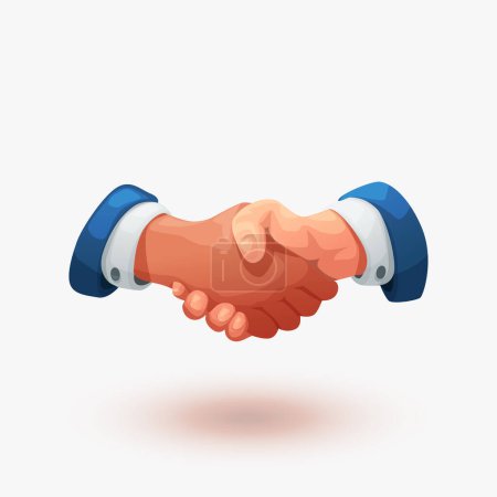 Illustration for Illustration of couple businessmen handshake icon colorful on white backdrop with some shadow - Royalty Free Image