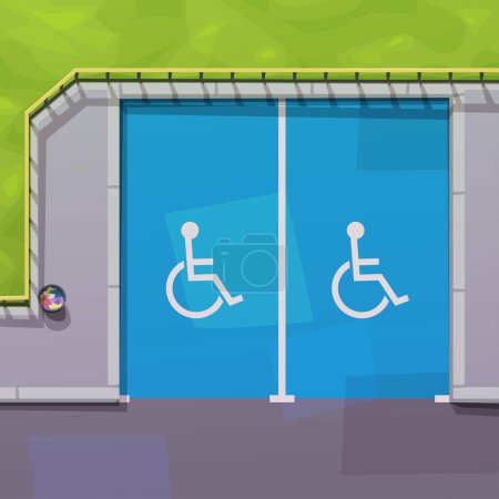 illustration of two parking places for disabled humans top view