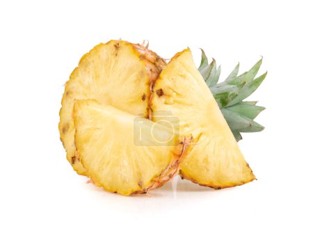pineapple half and slices isolated on white background