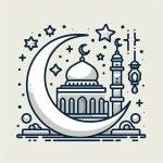 Illustration of Mosque, Moon and Islamic Ornaments for Islamic Festive in Flat Design