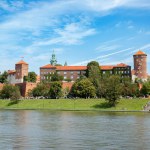 Spring, view of Wawel Castle located on the banks of the Vistula River in Krakow, Poland, tourist walks in Krakow