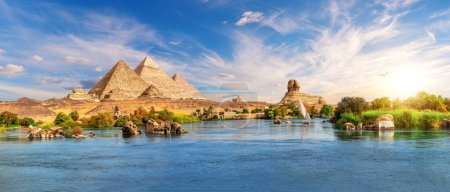 Photo for Amazing Aswan landscape on the way to The Great Sphinx and Pyramids of Egypt. - Royalty Free Image