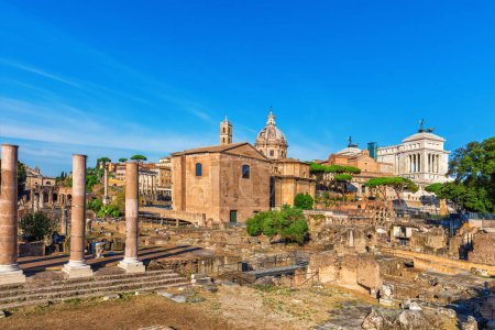 Photo for Roman Forum ruins, she Temples and columns, Italy. - Royalty Free Image