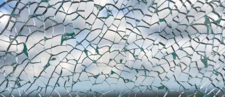 Photo for A broken glass with many sharp shards. Useful texture overlay for background. - Royalty Free Image