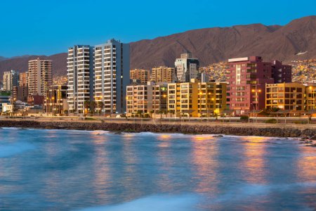 Panoramic view of the coastline of Antofagasta, know as the Pearl of the North and the biggest city in the Mining Region of northern Chile.