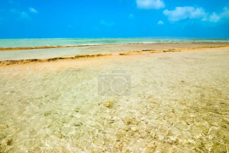 Photo for The crystal clear turquoise waters and coral reef on the coast of San Andres Island in Colombia - Royalty Free Image