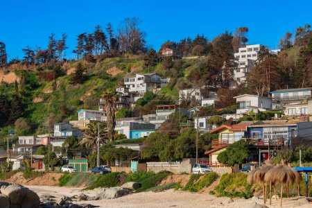 Panoramic view of the beach resort town of Maitencillo, V Region, Chile