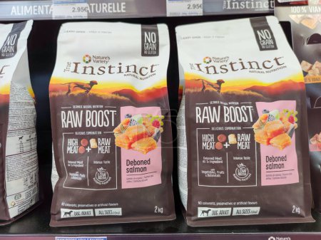Photo for Surgeres, France - October 17, 2020:Premium brand "Instinct" dog kibble in a French Pet Store - Royalty Free Image