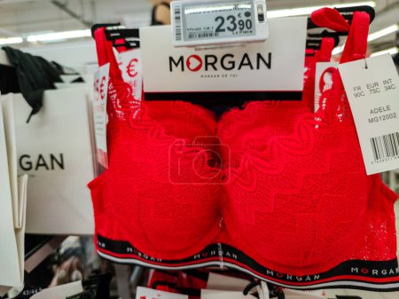 Photo for Puilboreau, France - October 14, 2020:front View of "Morgan" Brand Bra in french supermarket - Royalty Free Image