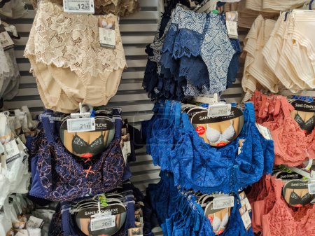 Photo for Puilboreau, France - October 14, 2020:Assortment of Women's Panties and Lingerie in french Supermarket - Royalty Free Image