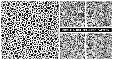 Téléchargez les photos : Geometric black white seamless with dot and circle pattern for decorative print design. Abstract vector illustration background texture. Fabric pattern for packaging, wrapping paper and textile - en image libre de droit