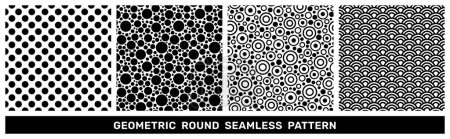Téléchargez les photos : Geometric black white seamless circle and Chinese pattern. Abstract vector illustration background texture for decorative print design. Fabric pattern for packaging, wrapping paper and textile - en image libre de droit