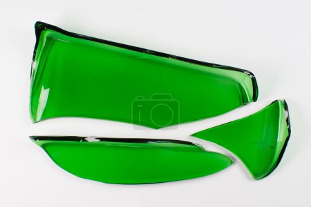 Photo for Broken glass green bottle, isolated. - Royalty Free Image