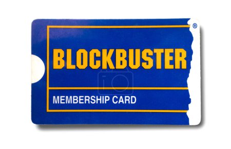 Foto de Primer plano de la tarjeta de membresía Blockbuster aislado en blanco - Imagen libre de derechos