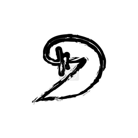 Ilustración de Vector de diseño de logotipo letra DZ escritura a mano - Imagen libre de derechos