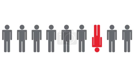 Illustration for One red individaul person between other pictogram vector illustration EPS10 - Royalty Free Image