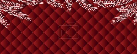 Illustration for Luxury red christmas abstract background banner with fir branches vector illustration EPS10 - Royalty Free Image
