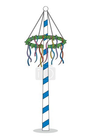 maypole with colorful ribbons isolated on white background vector illustration EPS10