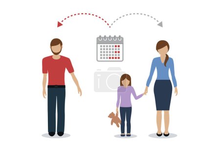 Téléchargez les illustrations : Patchwork concept de gestion du temps familial garde d'enfants parents divorcés illustration vectorielle EPS10 - en licence libre de droit