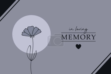 condolence card with flower outline in loving memory vector illustration EPS10