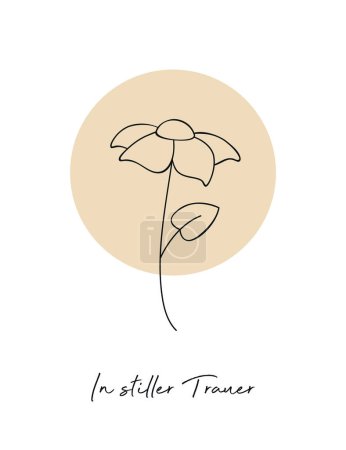 Téléchargez les illustrations : Carte de condoléances avec contour de fleur dans l'illustration vectorielle silencieuse de deuil EPS10 - en licence libre de droit