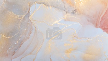 Photo for Luxurious alcohol ink painting. Liquid marble texture surface design. Modern abstract marble background. Monocolor alcohol ink marbling with paint wavy flow monochrome. - Royalty Free Image
