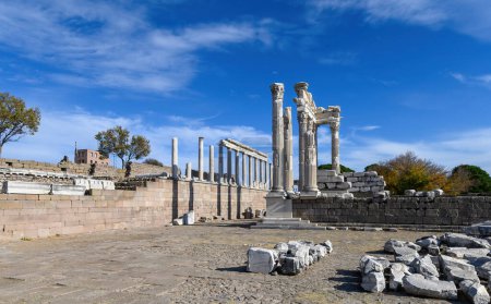 Photo for Temple of Trajan at Acropolis of Pergamon Ancient City Ruins in Bergama, Izmir, Turkey - Royalty Free Image