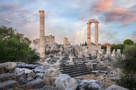 Photo for Temple of Apollo in Didyma Ancient City at sunrise in Didim, Turkey - Royalty Free Image