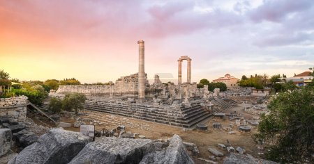 Photo for Temple of Apollo in Didyma Ancient City at sunrise in Didim, Turkey - Royalty Free Image