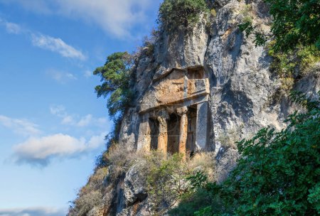 Foto de Tumbas de roca Amyntas en la antigua Telmessos, en Lycia. Ahora en la ciudad de Fethiye, Turquía - Imagen libre de derechos