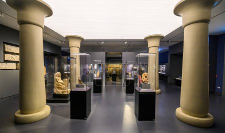 Budapest, Hungary. Interior of the Museum of Fine Arts. Ancient Egypt Culture Artifacts