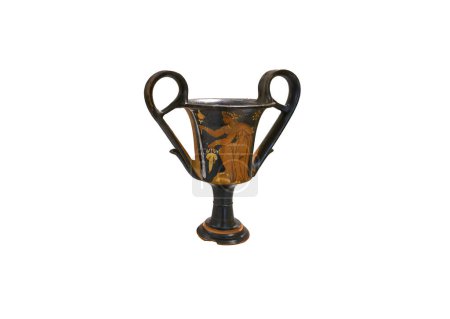 Photo for Beautiful Colorful Old Greek Amphora isolated on white background - Royalty Free Image