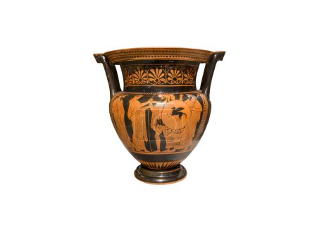 Photo for Beautiful Old Greek Amphora isolated on white background - Royalty Free Image