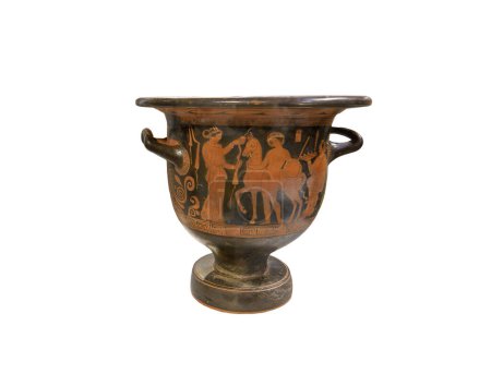 Photo for Beautiful Old Greek Amphora isolated on white background - Royalty Free Image