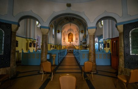 Téléchargez les photos : Bratislava, Slovakia. Interior of the Church of St. Elizabeth or Kostol sv. Alzbety. The Blue painted Church - en image libre de droit