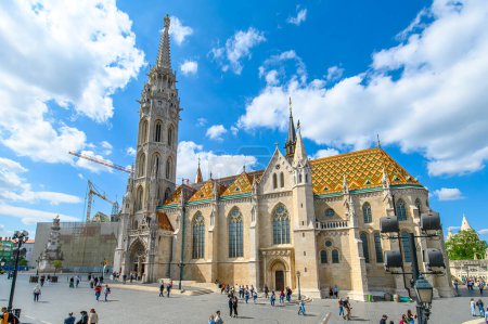 Photo for Budapest, Hungary. Matthias Church, a church located in front of the Fisherman's Bastion at the heart of Buda's Castle District. - Royalty Free Image