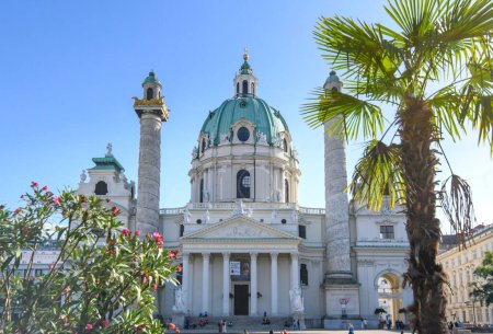 Photo for Vienna, Austria . Karlskirche or Saint Charles Church at Karlsplatz. Baroque cathedral located in Wien and dedicated to Saint Charles Borromeo - Royalty Free Image