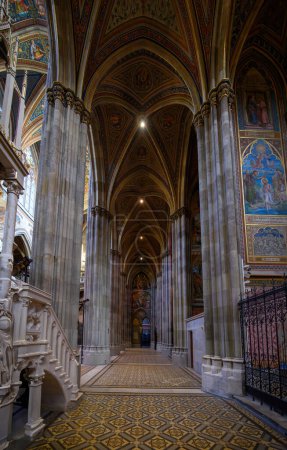 Photo for Vienna, Austria. Interior of Votivkirche or Votive Church. Famous Neo-Gothic church with Stained glass - Royalty Free Image