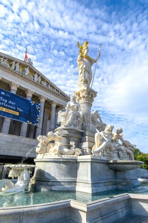 Photo for The Austrian Parliament Building and the Pallas Athena Fountain in Vienna, Austria - Royalty Free Image