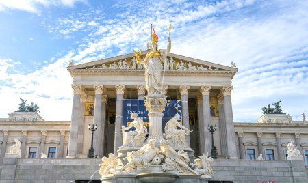 Photo for The Austrian Parliament Building and the Pallas Athena Fountain in Vienna, Austria - Royalty Free Image