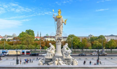 Photo for The statue of Athena Pallada goddess front of Austrian Parliament Building in Vienna, Austria - Royalty Free Image