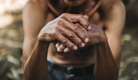 Photo for Close up of male wrinkled hands, old man - Royalty Free Image