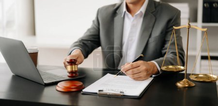 Photo for Justice and law concept.Male judge in a courtroom working in office. - Royalty Free Image