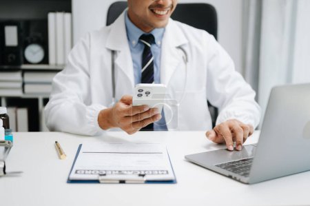 Photo for Medical technology concept. Doctor working with laptop in modern office - Royalty Free Image