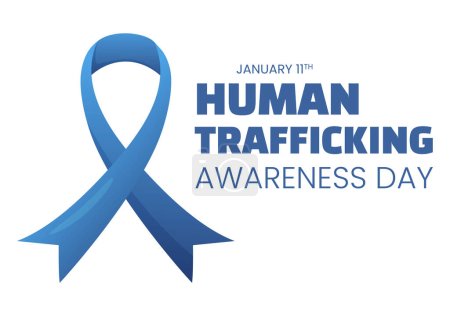 Téléchargez les illustrations : Journée nationale de sensibilisation à la traite de personnes le 11 janvier pour faire face à la vie, à l'esclavage et à la violence dans la société en dessin animé plat Illustration tirée à la main - en licence libre de droit