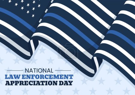Photo for National Law Enforcement Appreciation Day or LEAD on January 9th to Thank and Show Support in Flat Cartoon Hand Drawn Templates Illustration - Royalty Free Image
