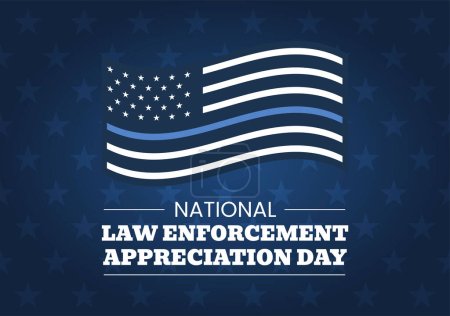 Illustration for National Law Enforcement Appreciation Day or LEAD on January 9th to Thank and Show Support in Flat Cartoon Hand Drawn Templates Illustration - Royalty Free Image