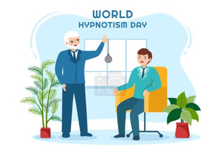 Illustration for World Hypnotism Day with Black and White Spiral, Altered State of Mind, Hypnosis Treatment Service in Flat Cartoon Hand Drawn Templates Illustration - Royalty Free Image